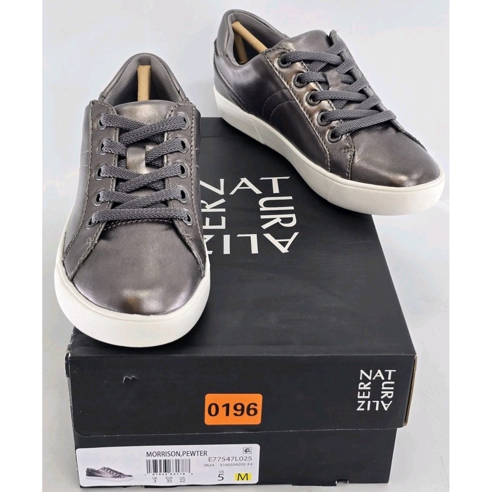 Naturalizer Morrison Women's Sneakers Pewter Metallic Leather Size 5 M NIB